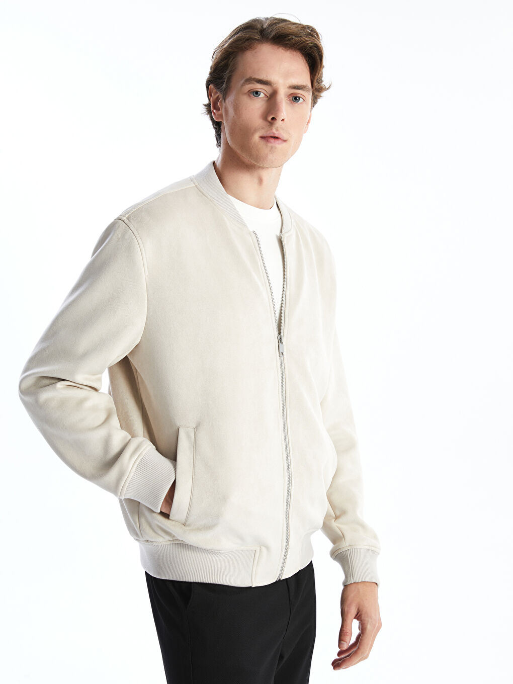 Standard Fit College Collar Ribbed Men's Coat -S53844Z8-S0L