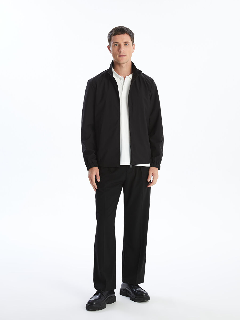 სტანდარტული მორგება ძაბრისებრი საყელო მამაკაცის თხელი ქურთუკი-1