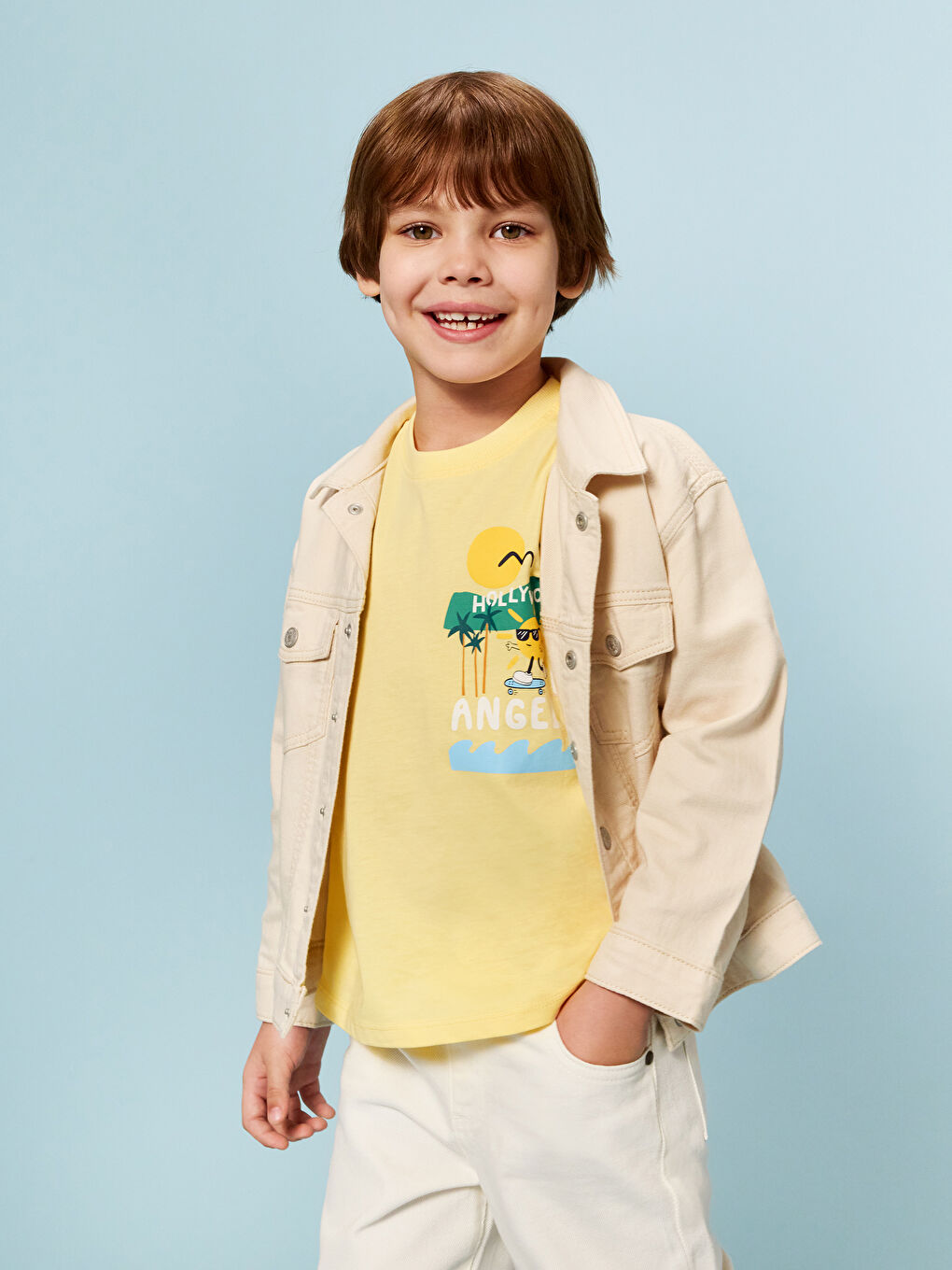 Bej Basic Erkek Çocuk Gabardin Ceket