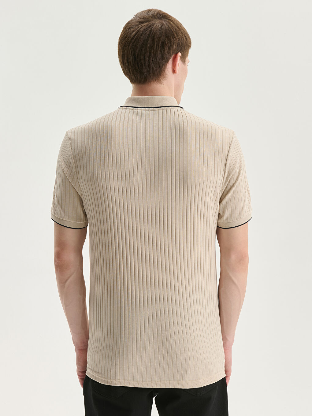 Polo Neck Men's Textured T-Shirt -S53942Z8-HZZ