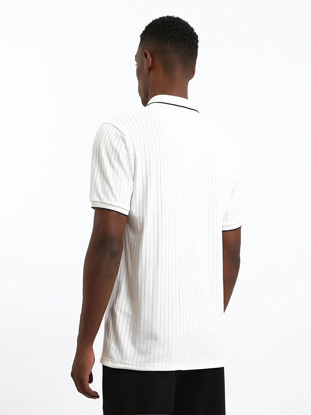 Polo Neck Men's Textured T-Shirt-4