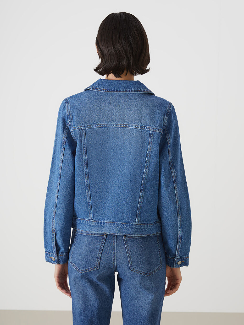 LCW Vision Indigo Gömlek Yaka Kadın Jean Ceket - 4