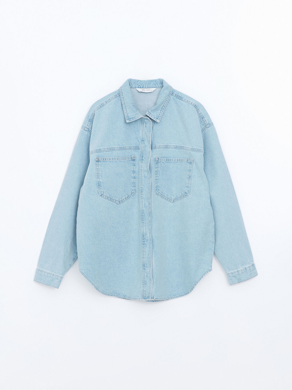 İndigo Oversize Kadın Jean Gömlek Ceket-4