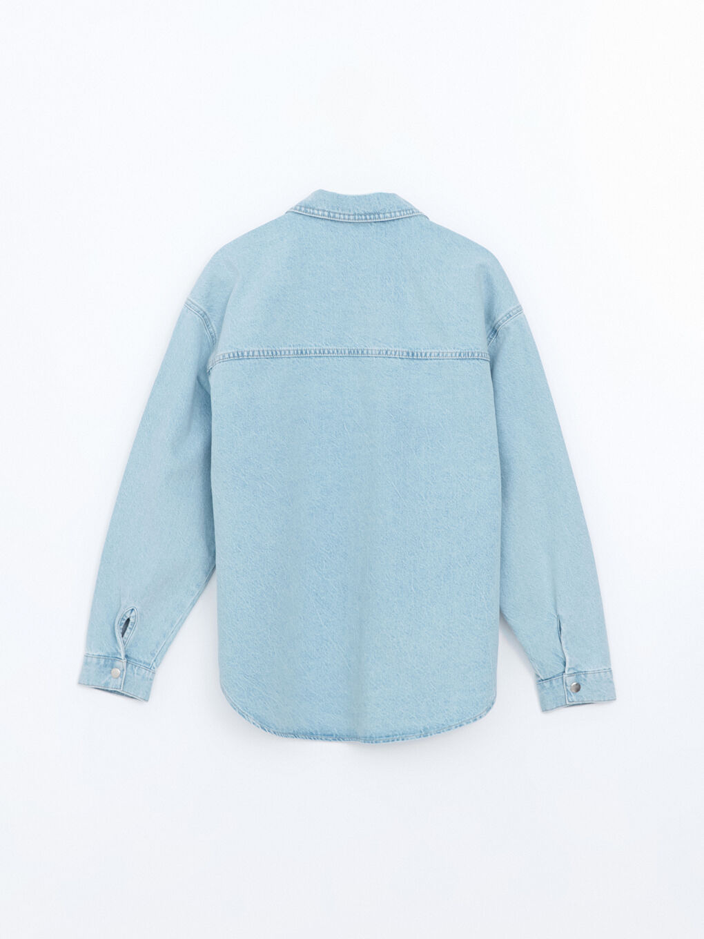 İndigo Oversize Kadın Jean Gömlek Ceket-6