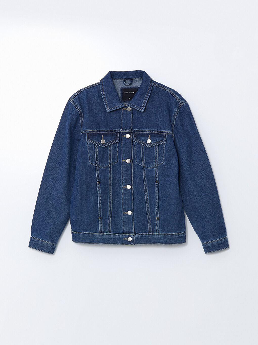 LCW Vision Indigo Gömlek Yaka Kadın Jean Ceket - 4