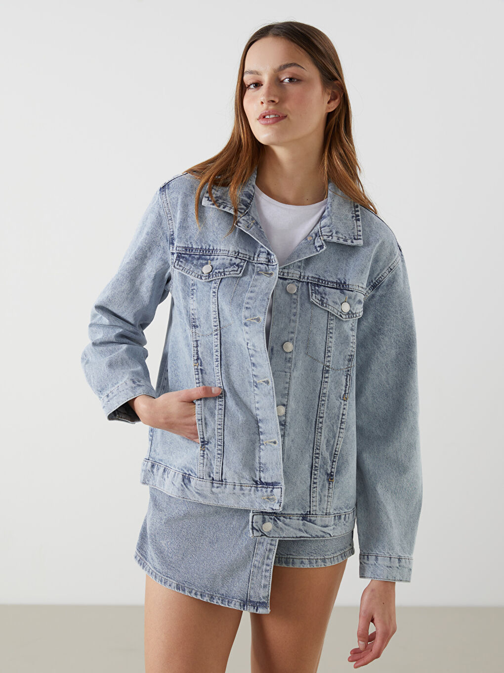 Shirt Collar Women's Jean Jacket -S53968Z8-311