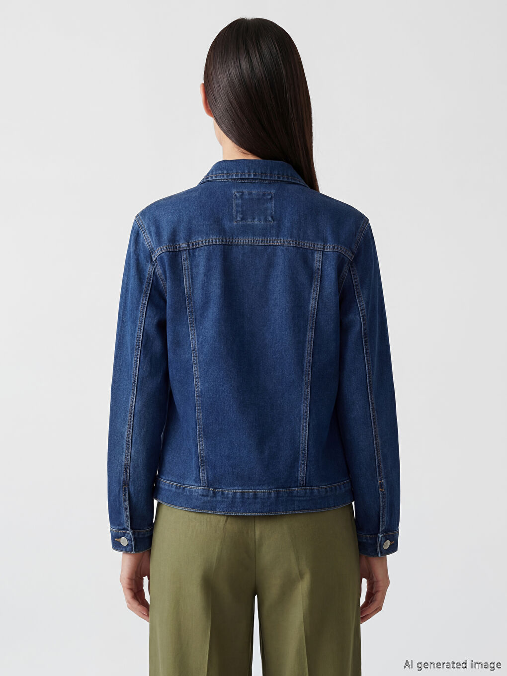 İndigo Gömlek Yaka Kadın Jean Ceket-3
