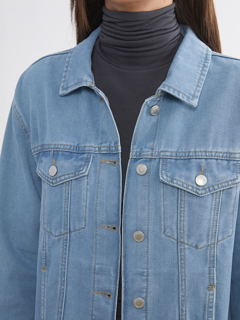 Әйелдерге арналған оверсайз деним джинс күртеше-2