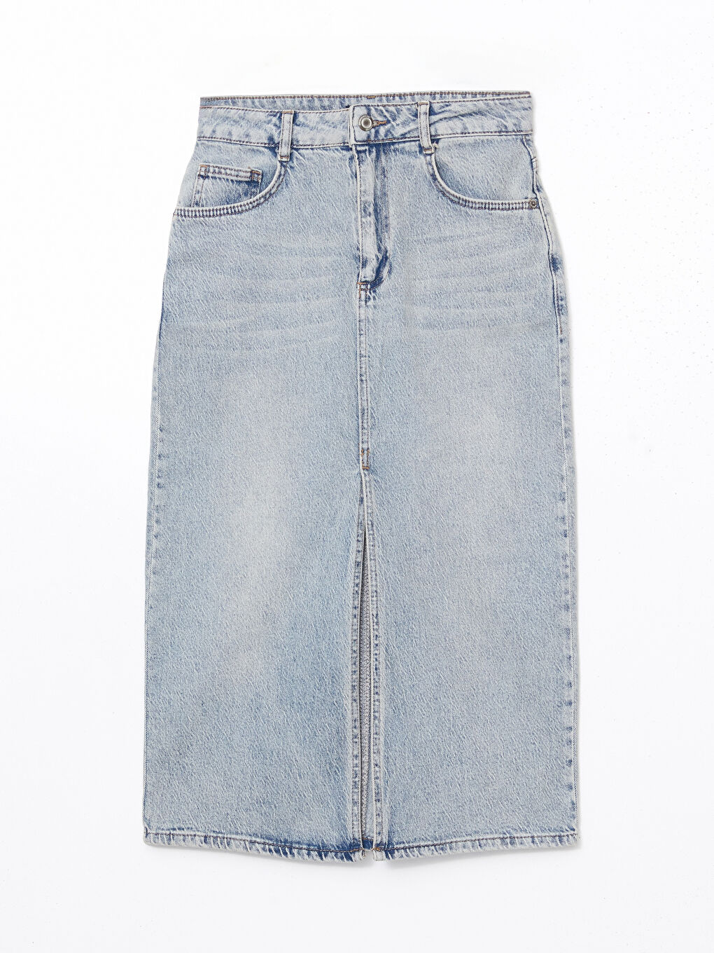 LCW Vision Indigo Dar Fit Kadın Jean Etek - 4
