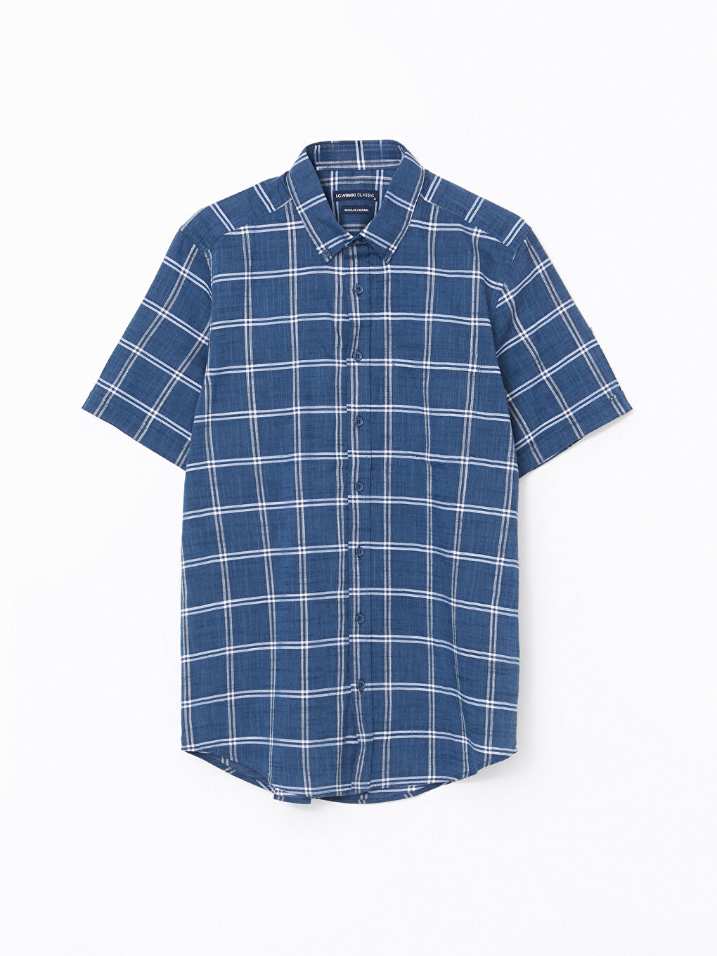 Regular Fit Short Sleeve Plaid Poplin Men's Shirt -S53975Z8-LMR