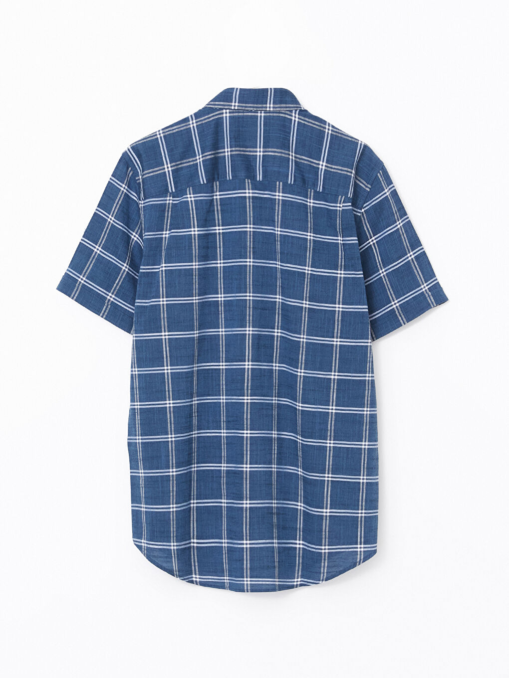 Regular Fit Short Sleeve Plaid Poplin Men's Shirt -S53975Z8-LMR