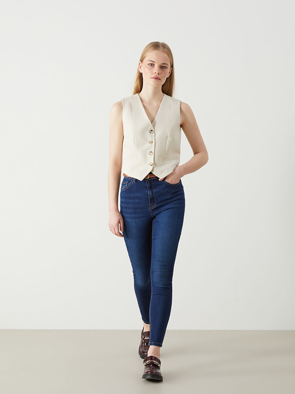 Jupıter Super Skinny Fit Women's Jean Pants with Waist Belt -S53996Z8-309