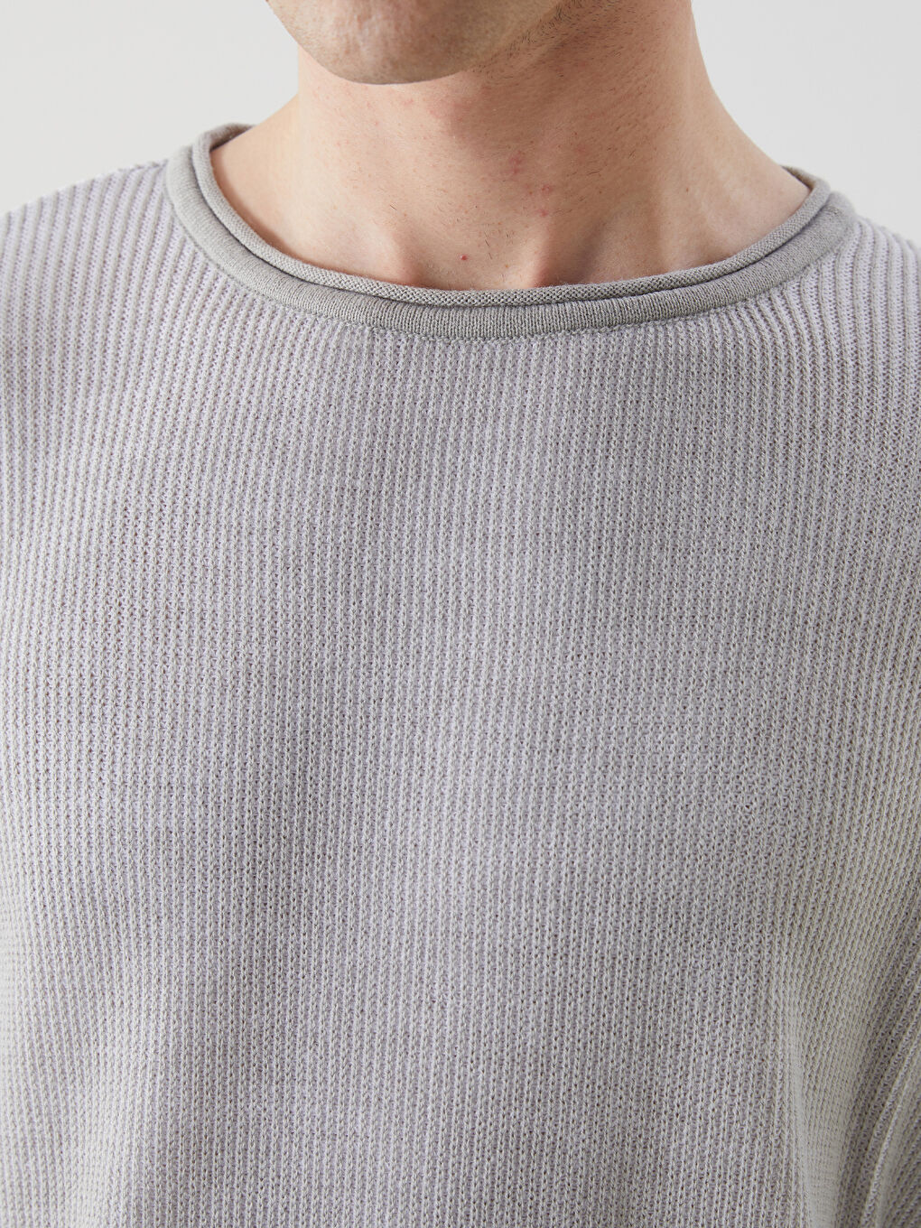 Crew Neck Long Sleeve Men's Tricot Sweater -S53999Z8-J2B