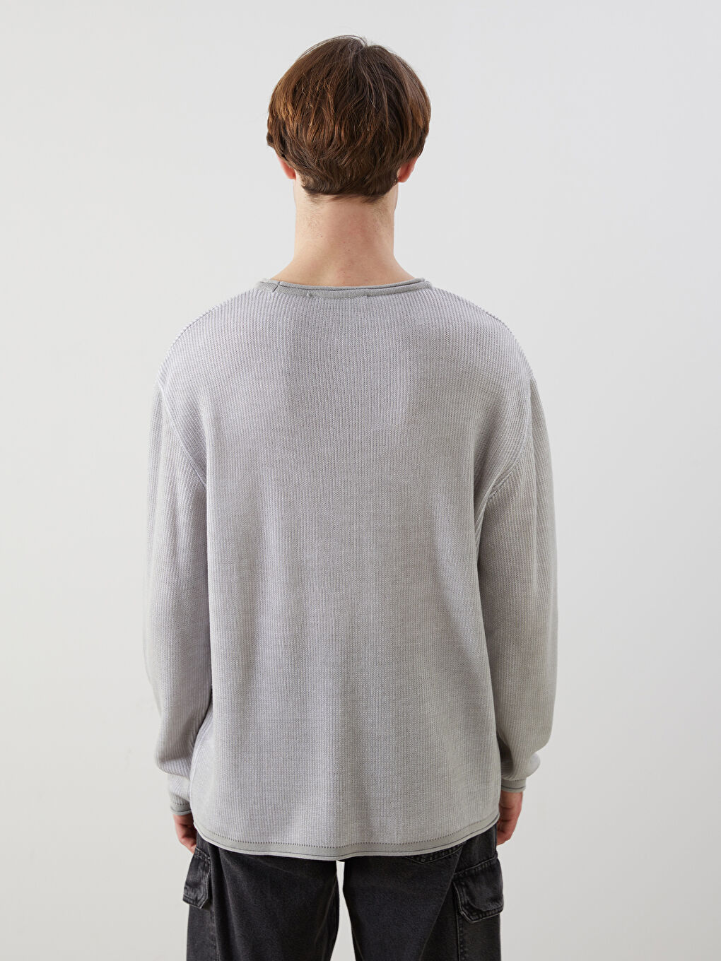 Crew Neck Long Sleeve Men's Tricot Sweater -S53999Z8-J2B