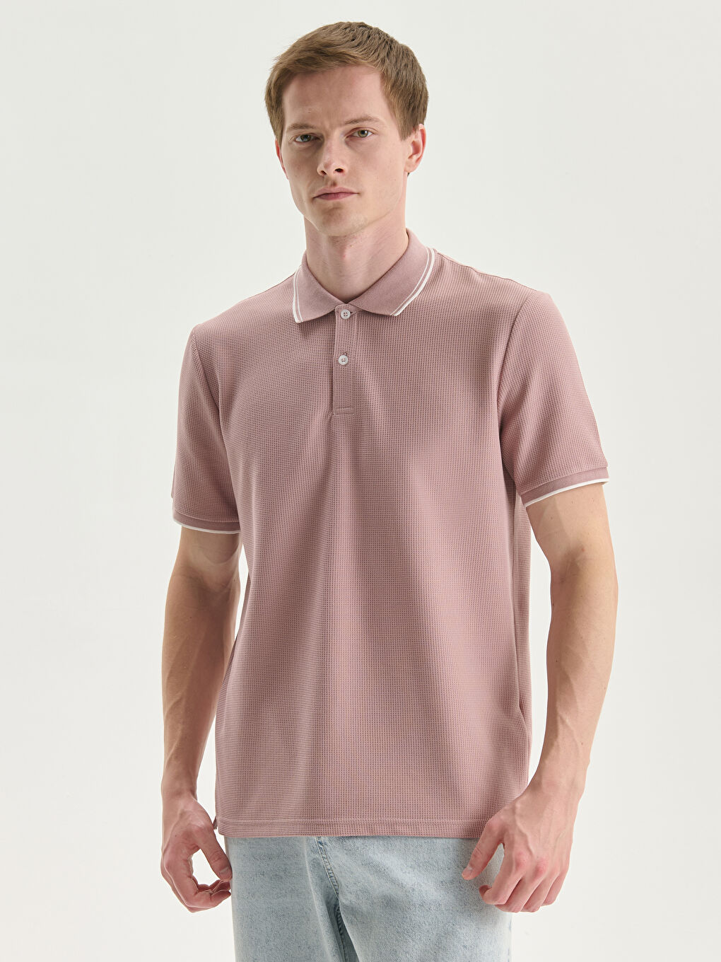 LC WAIKIKI Polo Neck Men's Textured T-Shirt -S54000Z8-SPR