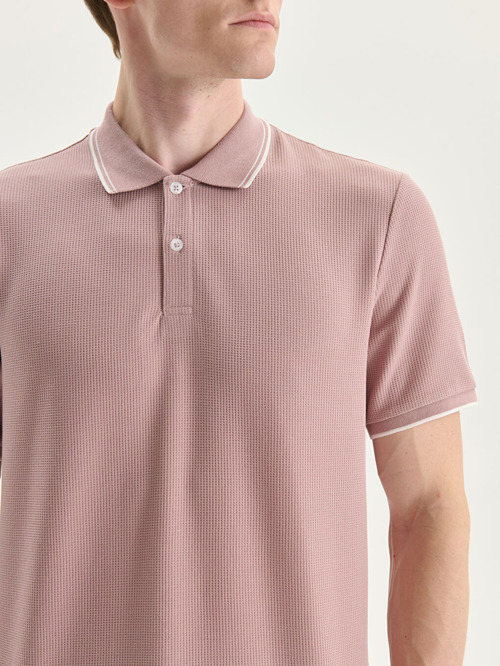 LC WAIKIKI Polo Neck Men's Textured T-Shirt -S54000Z8-SPR