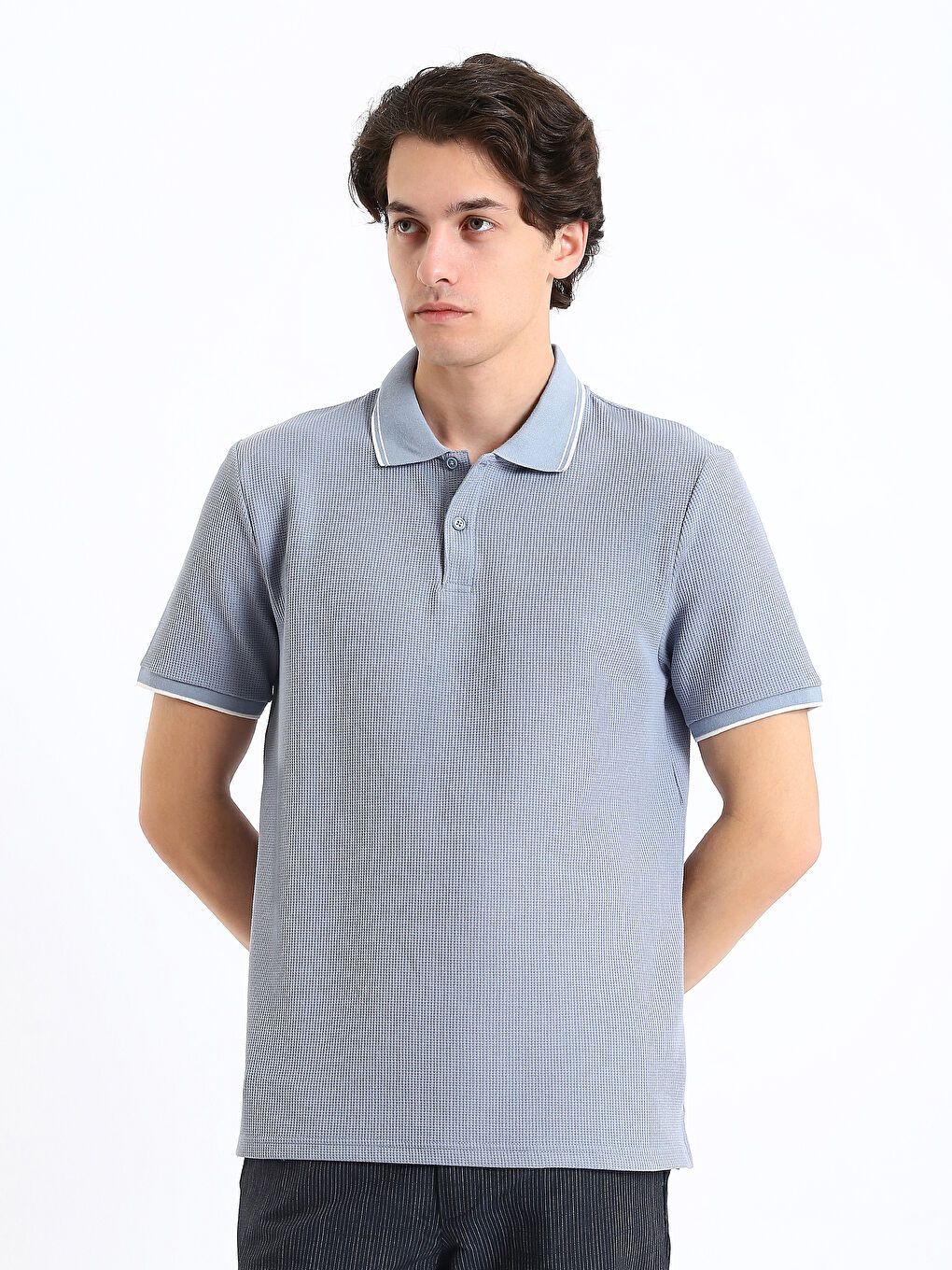 T-shirt Texturé à Col Polo pour Hommes