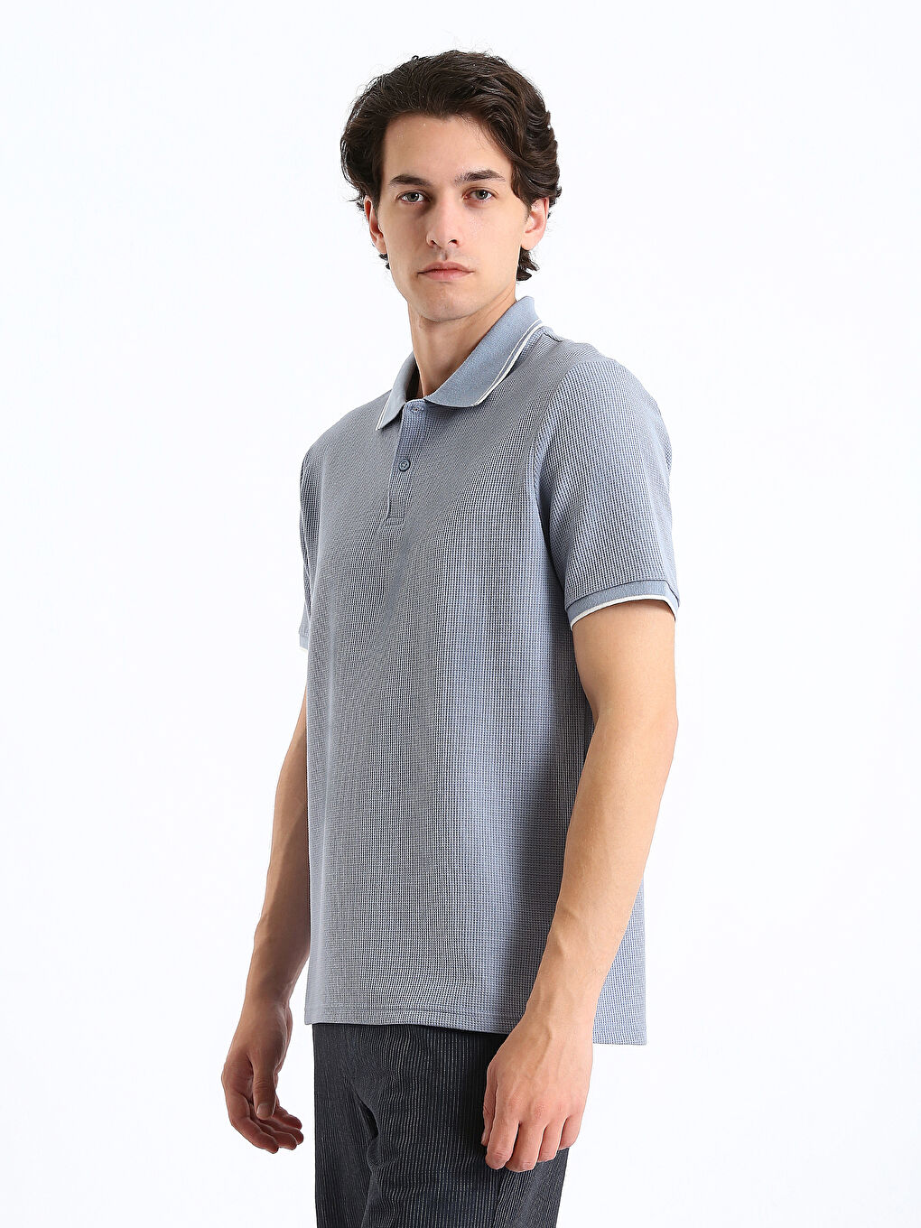 T-shirt Texturé à Col Polo pour Hommes-3
