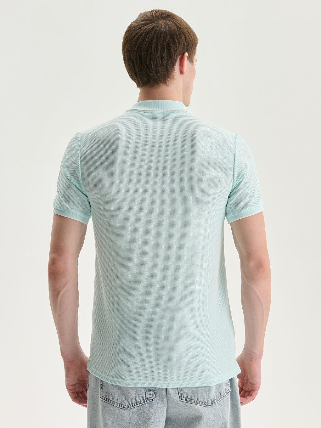 Polo Neck Men's Textured T-Shirt-3