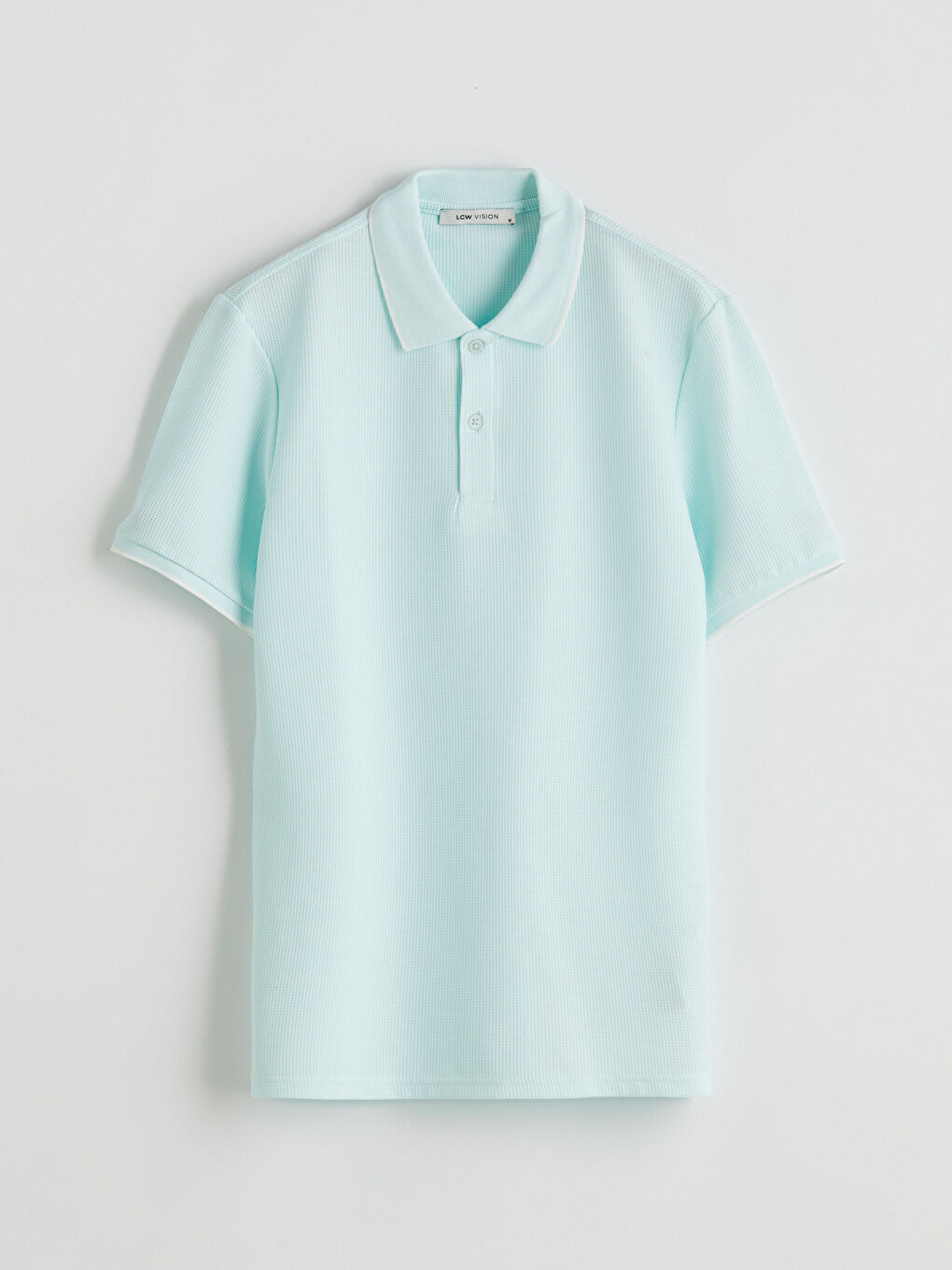 Polo Neck Men's Textured T-Shirt-4