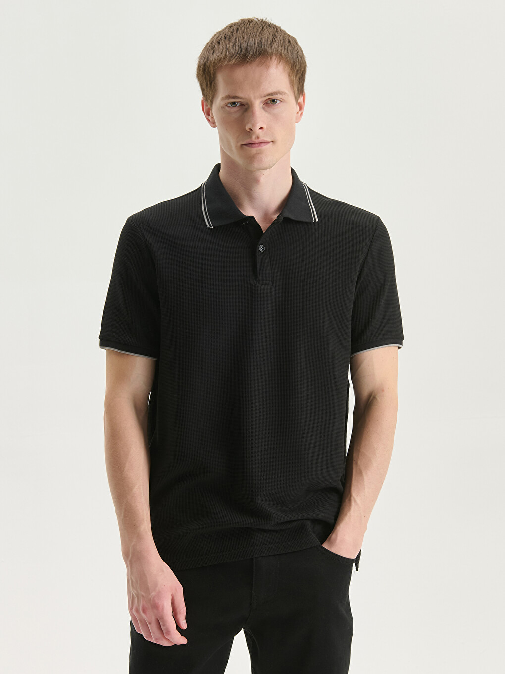 Rollkragen Herren Strukturiertes T-shirt