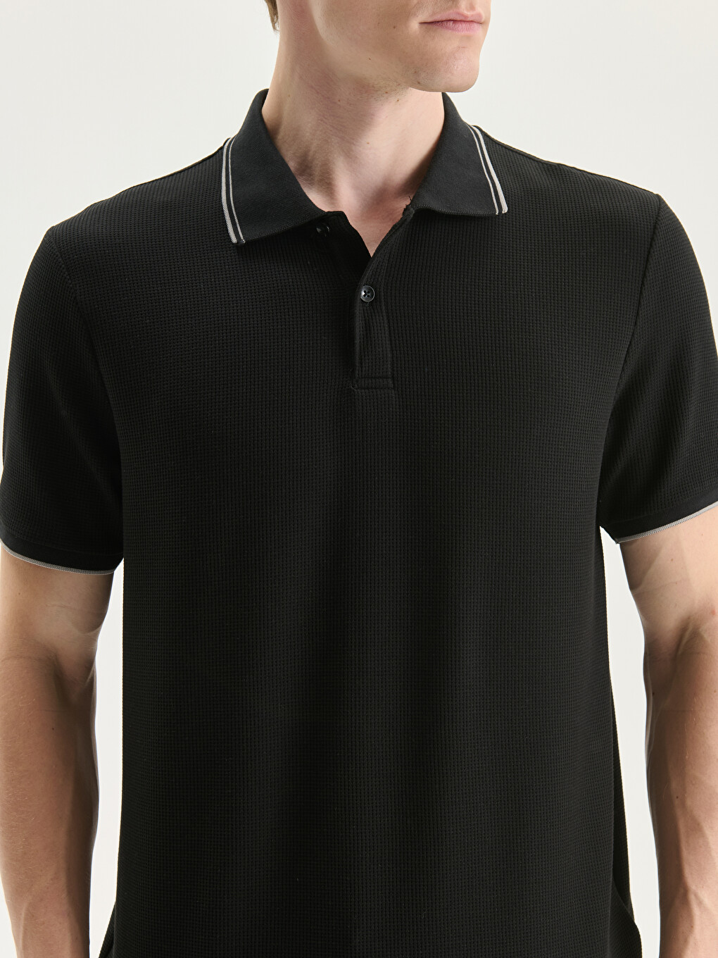 Rollkragen Herren Strukturiertes T-shirt-2
