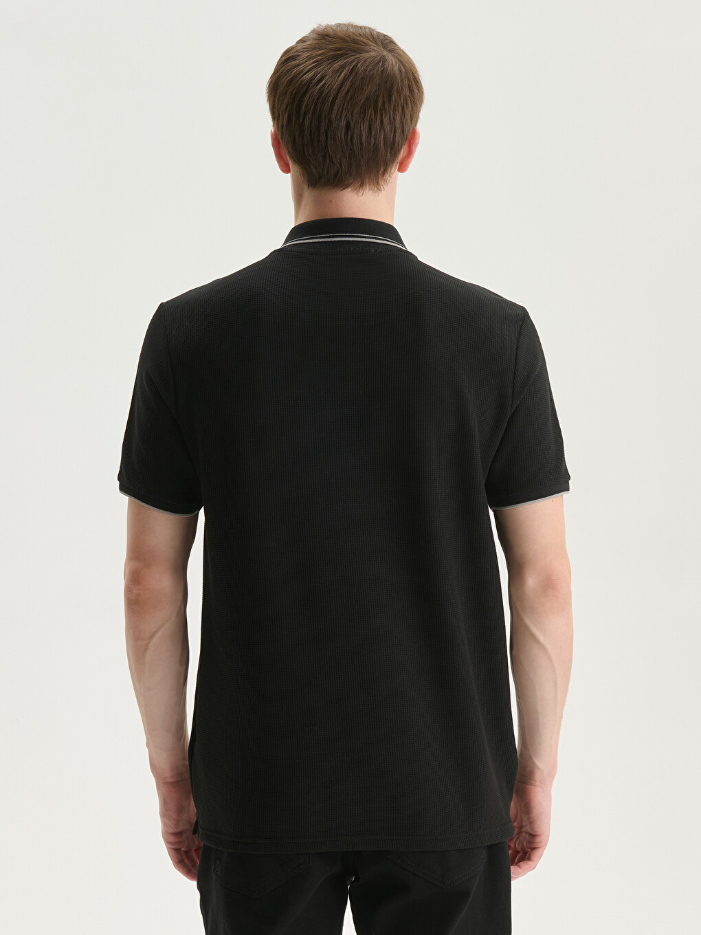 Rollkragen Herren Strukturiertes T-shirt-3