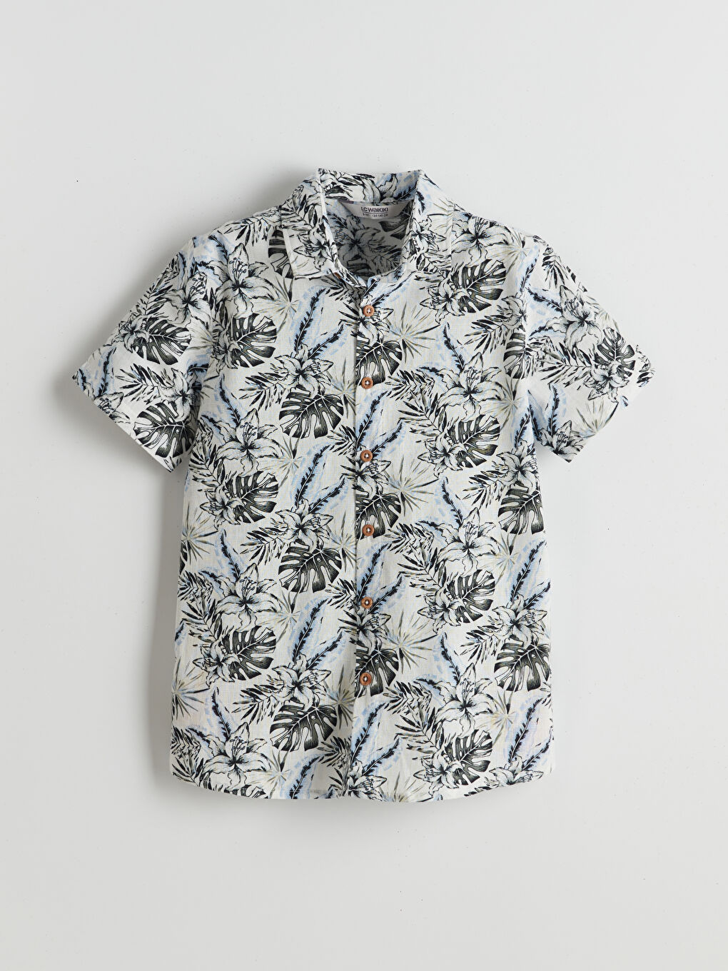Short Sleeve Linen-Look Boys' Shirt