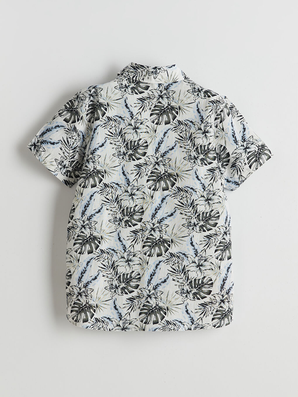 Short Sleeve Linen-Look Boys' Shirt-1