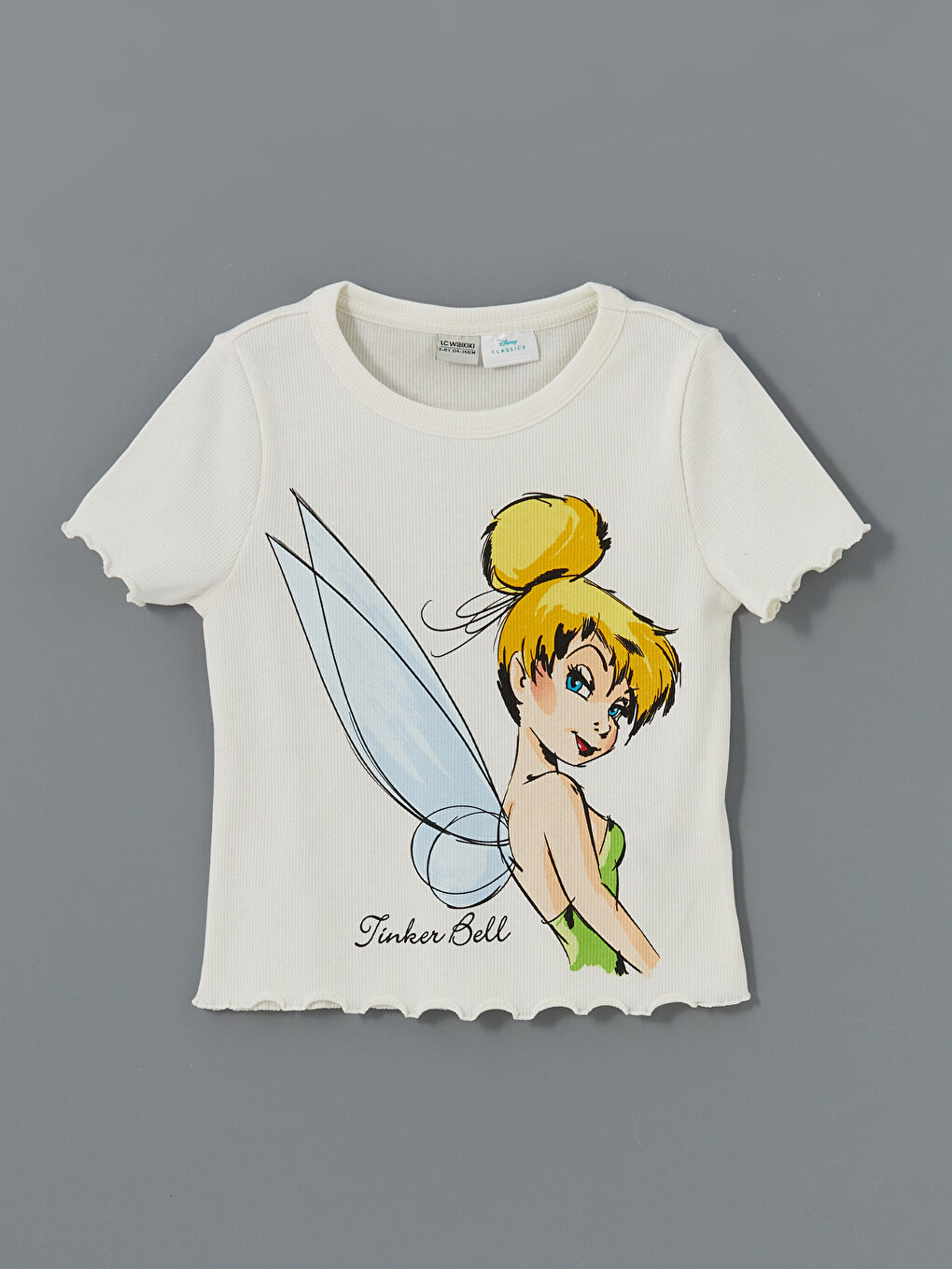 Crew Neck Tinker Bell Printed Girls' T-Shirt and Tights-1