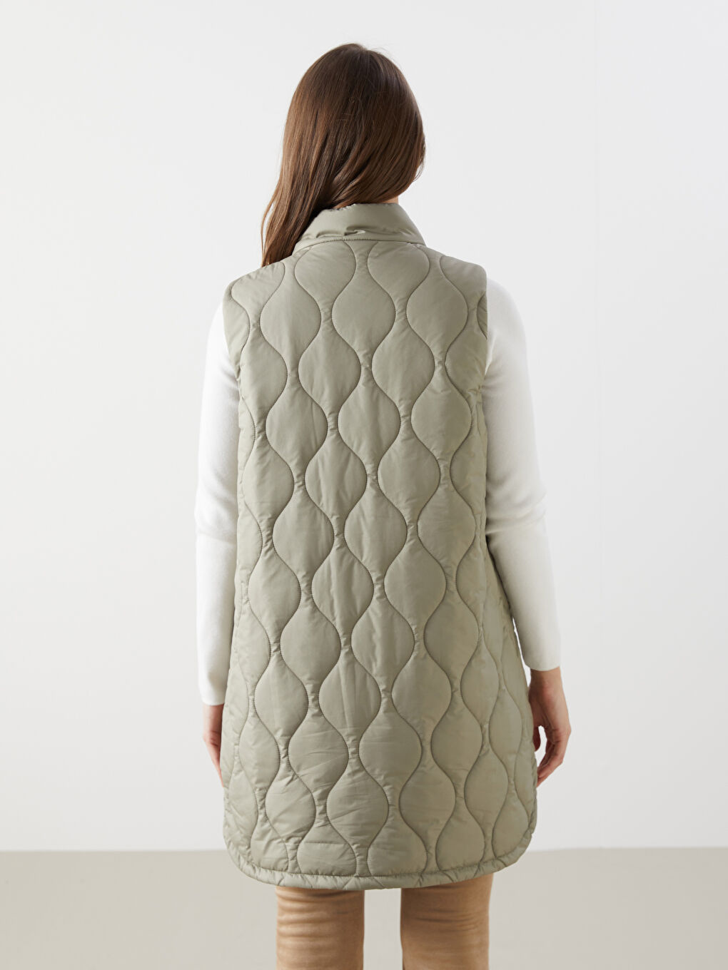 Stand-Up Collar Quilted Women’S Puffer Vest -S54175Z8-GGY