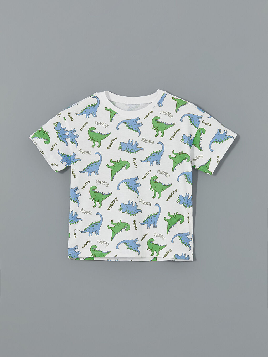 LCW Kids Beyaz Bisiklet Yaka Baskılı Erkek Çocuk Pijama Üst