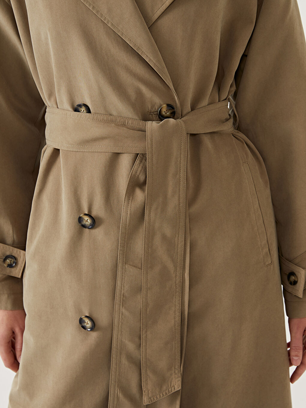 Women's Jacket Collar Plain Trench Coat -S54187Z8-Y7X