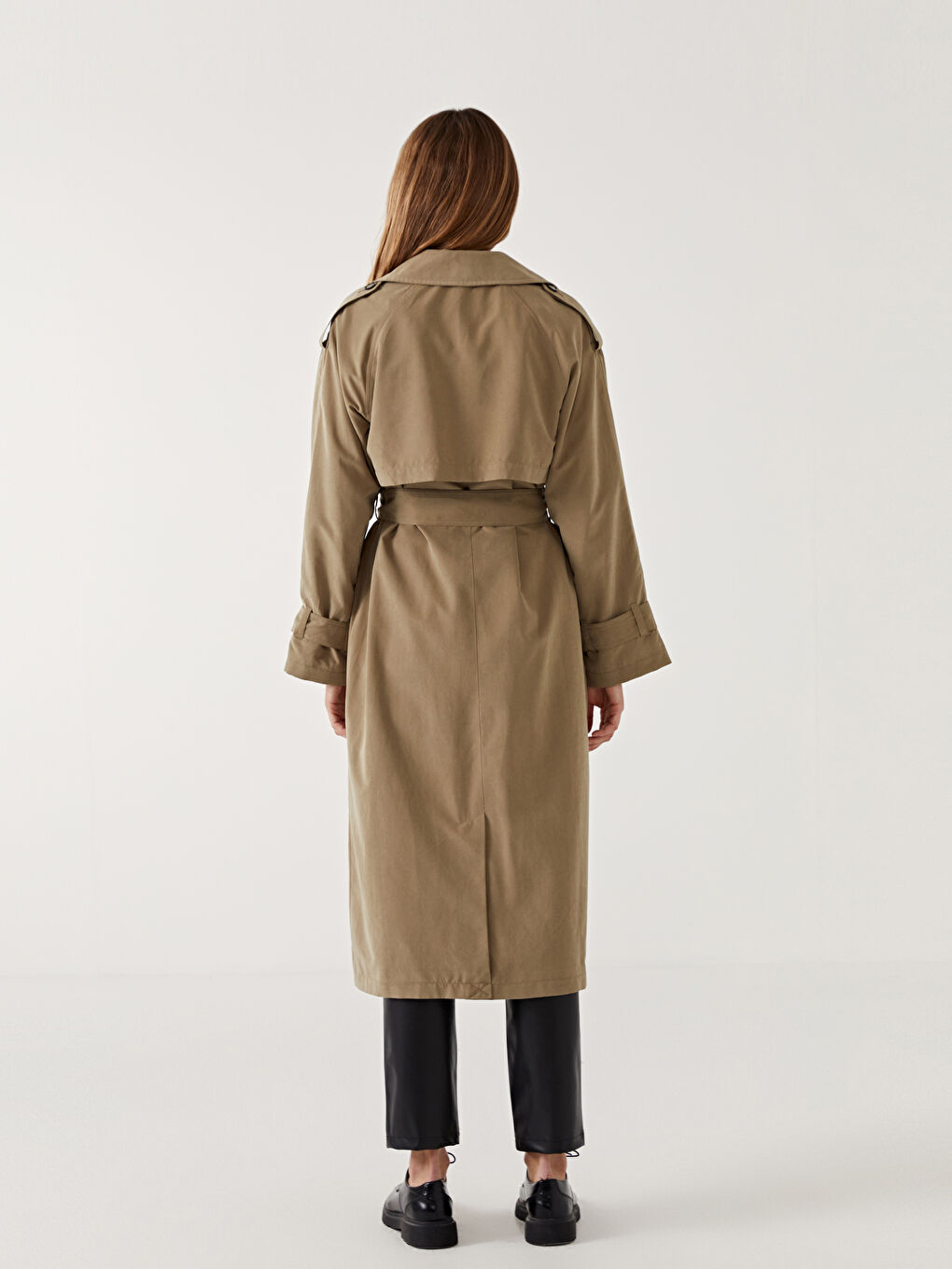 Women's Jacket Collar Plain Trench Coat -S54187Z8-Y7X