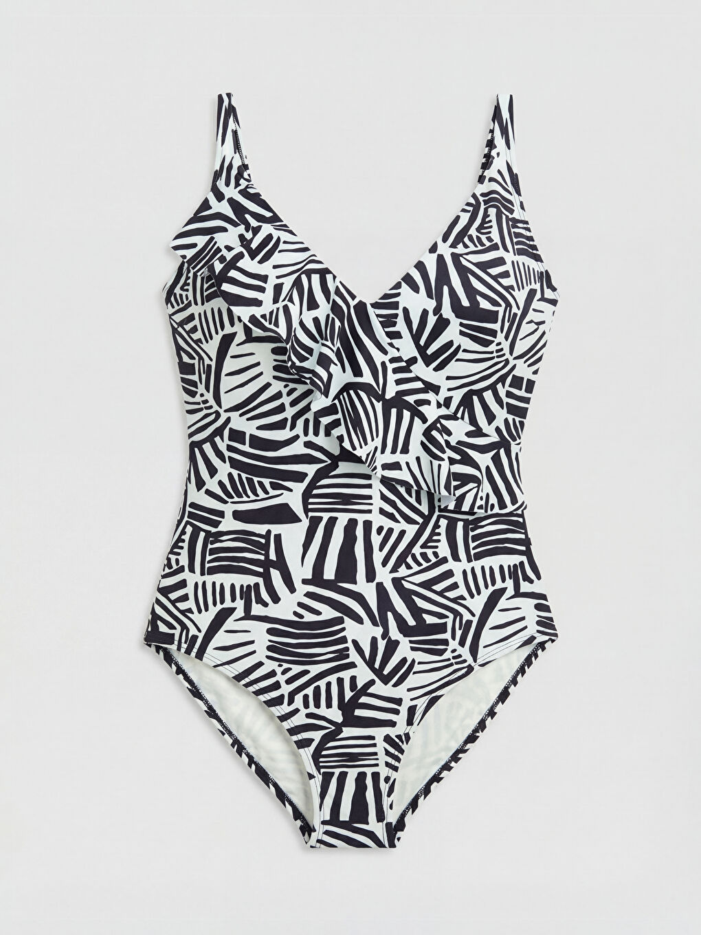 Siyah Desenli Çıkarılabilir Pedli Kadın Mayo