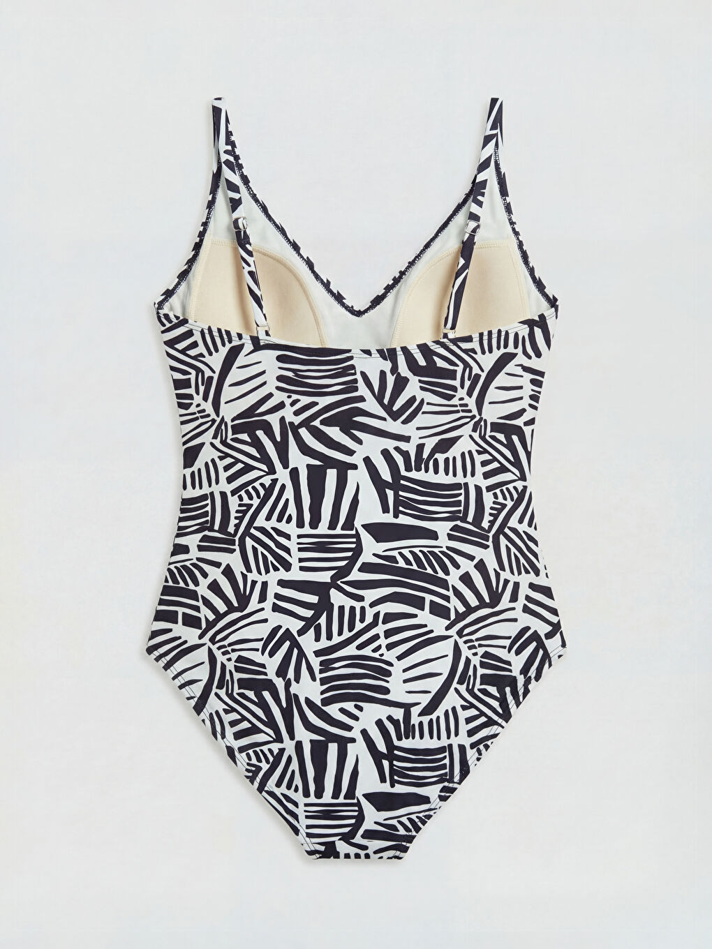 Siyah Desenli Çıkarılabilir Pedli Kadın Mayo-1