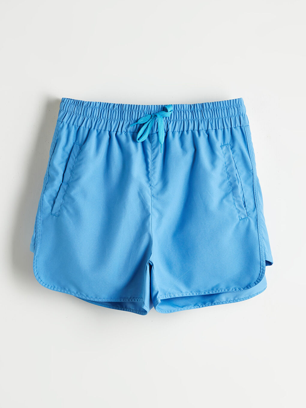 Mavi Beli Lastikli Kadın Deniz Şortu-4
