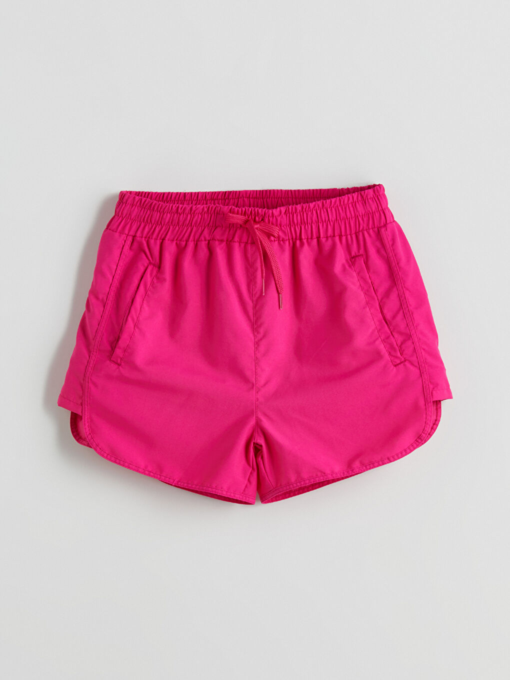 Fuşya Beli Lastikli Kadın Deniz Şortu-4