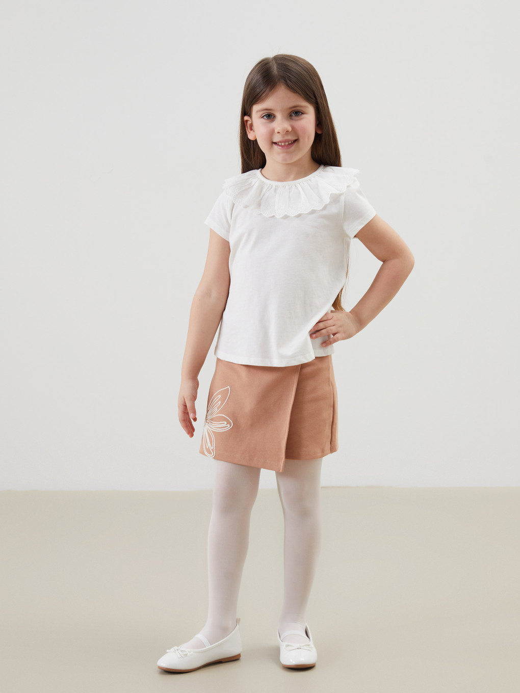 Crew Neck Basic Girls' T-shirt-1