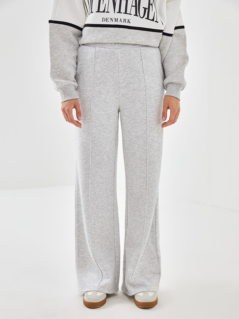 Elasticated Waist Plain Wide Leg Women's Sweatpants -S54329Z8-LAL