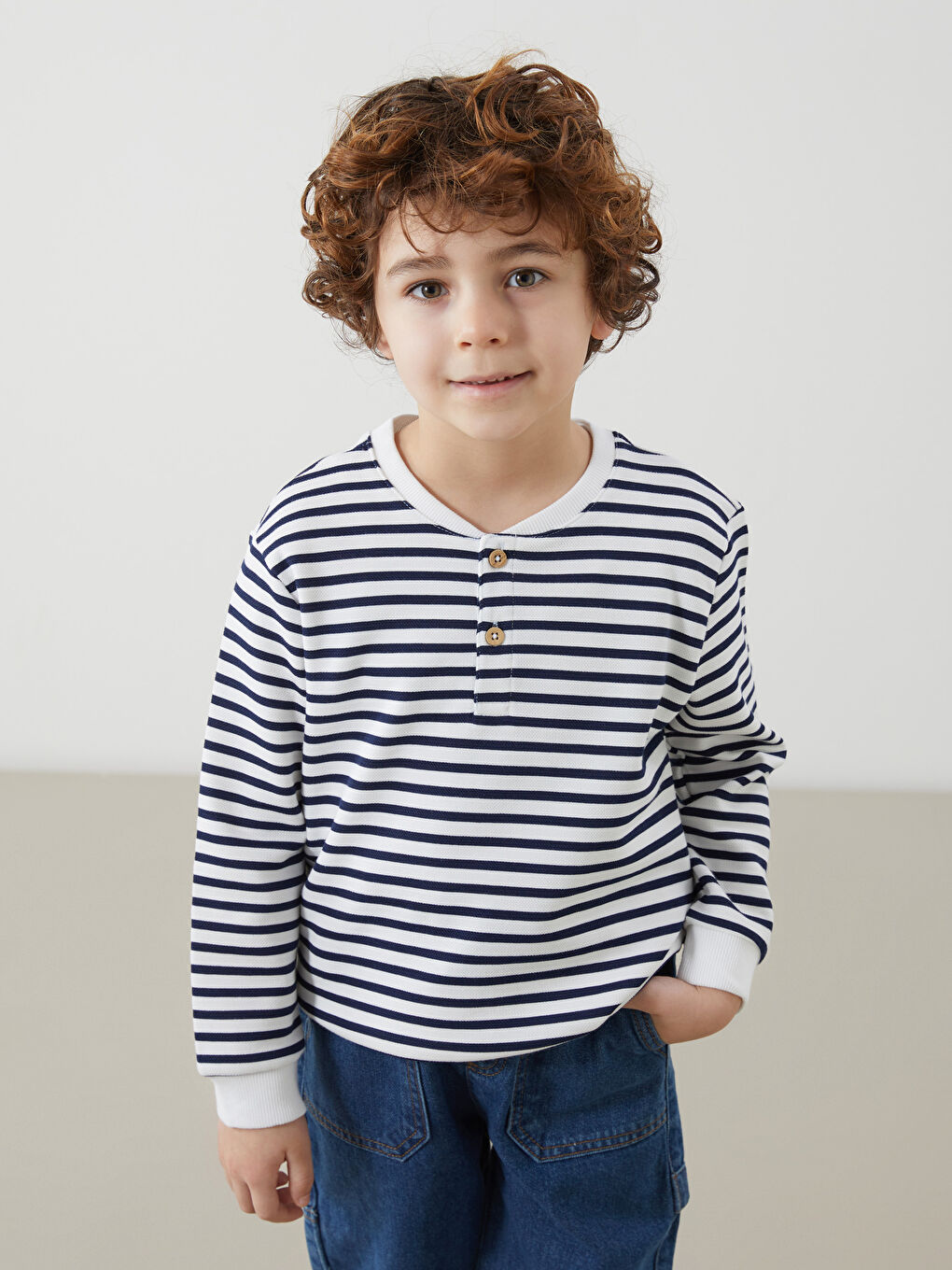 Crew Neck Striped Boy’S Sweatshirt -S54335Z1-LGS
