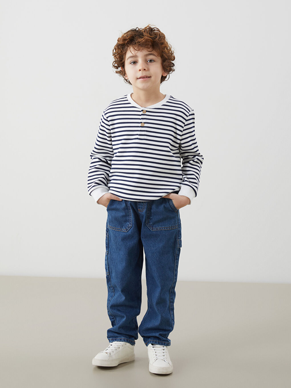 Crew Neck Striped Boy’S Sweatshirt -S54335Z1-LGS