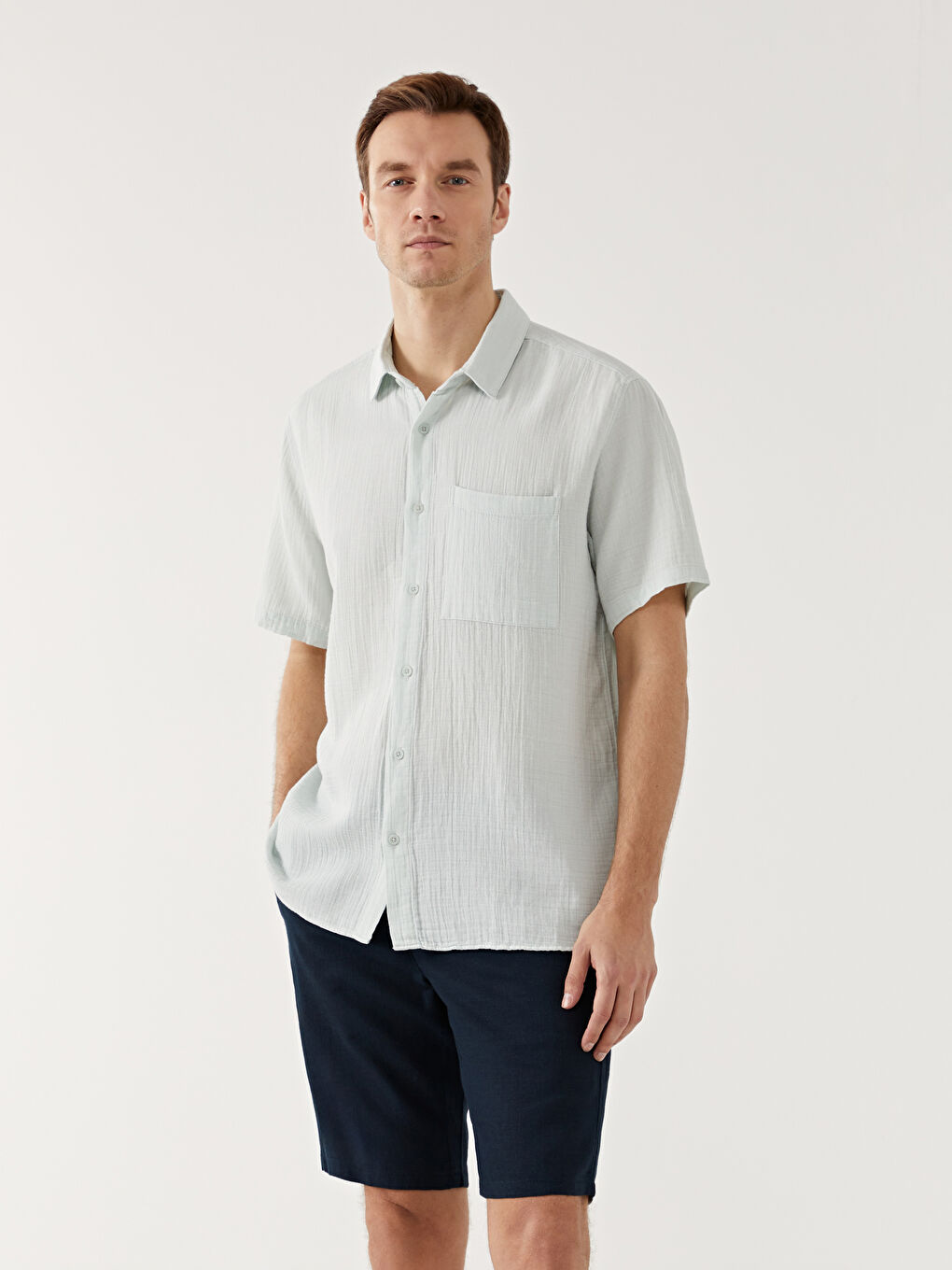 Relaxed Fit Linen Blend Men's Shorts