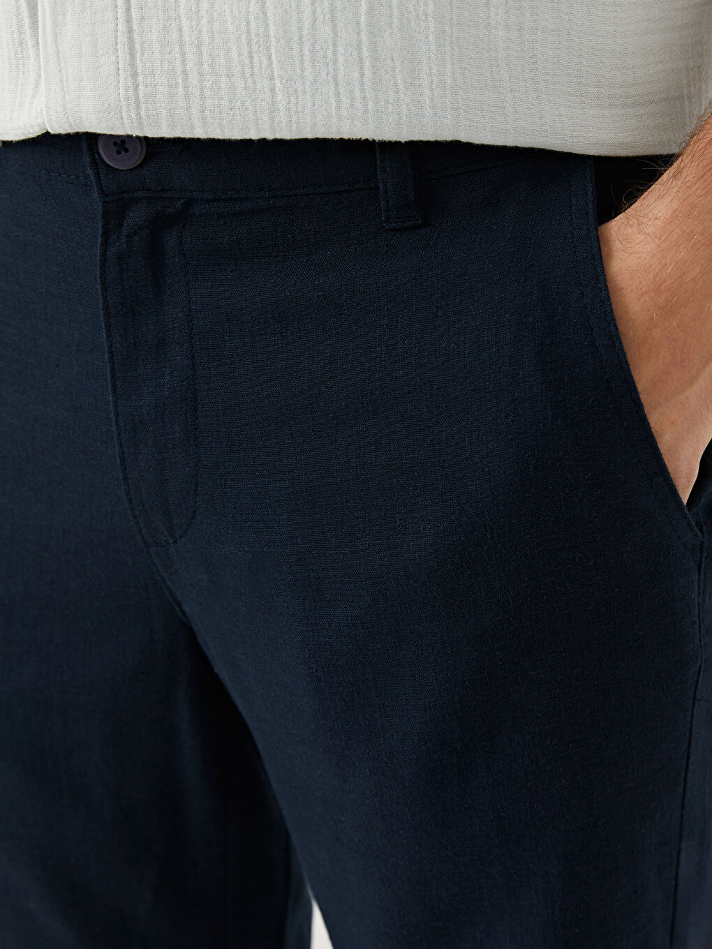 Relaxed Fit Linen Blend Men's Shorts-2