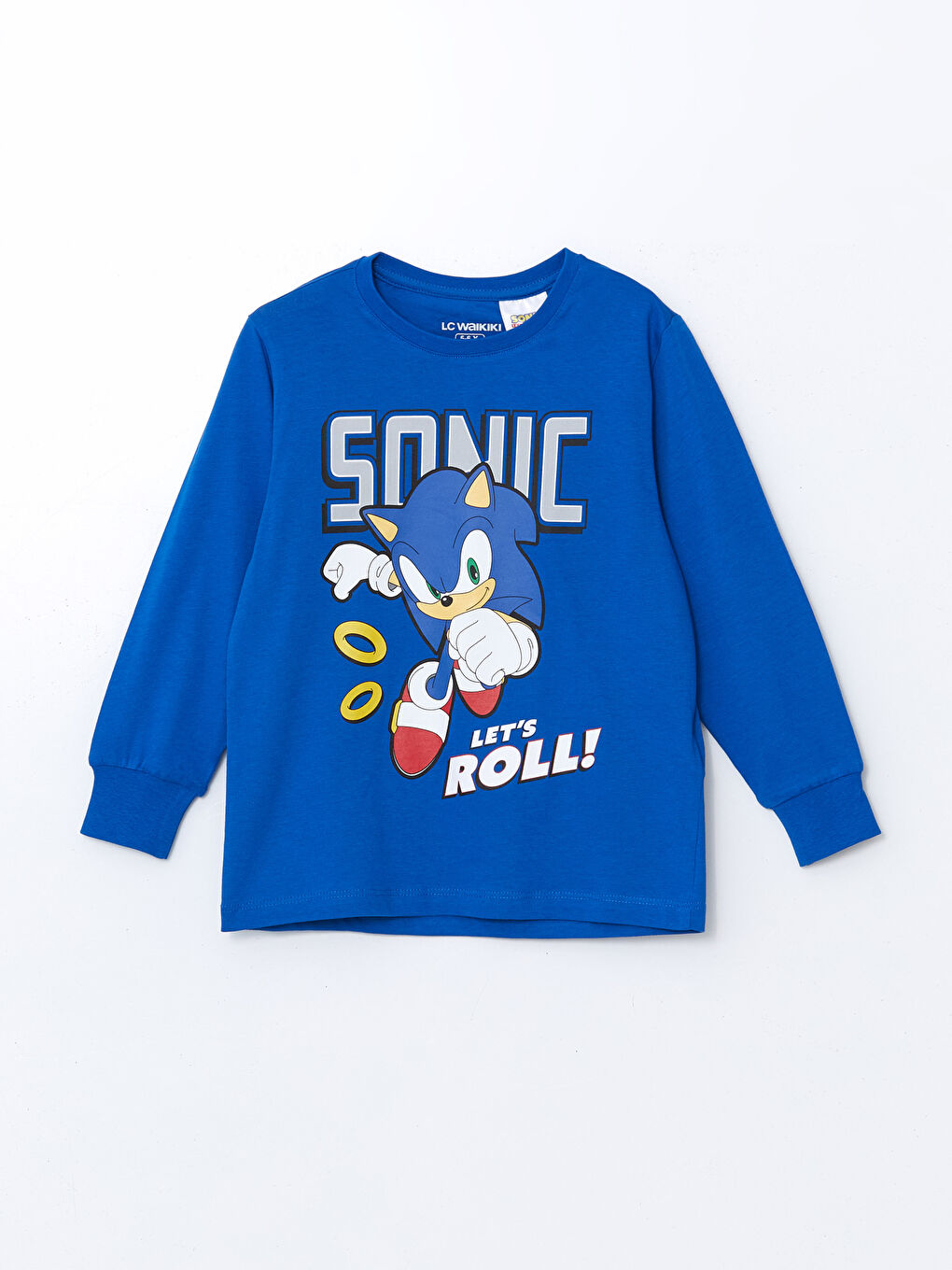 LCW Kids Mavi Bisiklet Yaka Sonic Baskılı Erkek Çocuk Pijama Takımı - 1