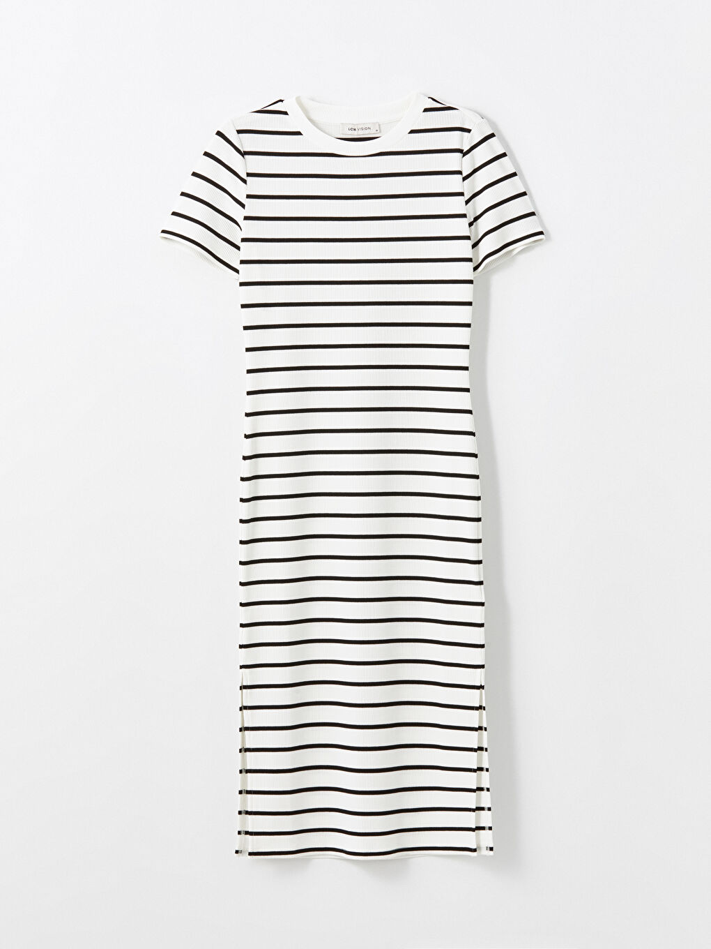 LCW Vision Gestreiftes Schlitz-Kleid für Damen in Midi-Länge -W4IE21Z8-LJX