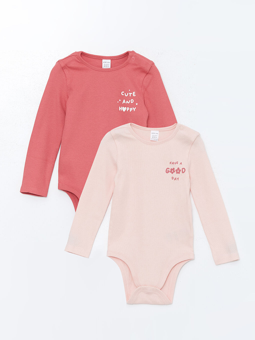 Crew Neck Long Sleeve Printed Baby Girl Body with Snap Crotch 2-Pack -S54358Z1-GVN