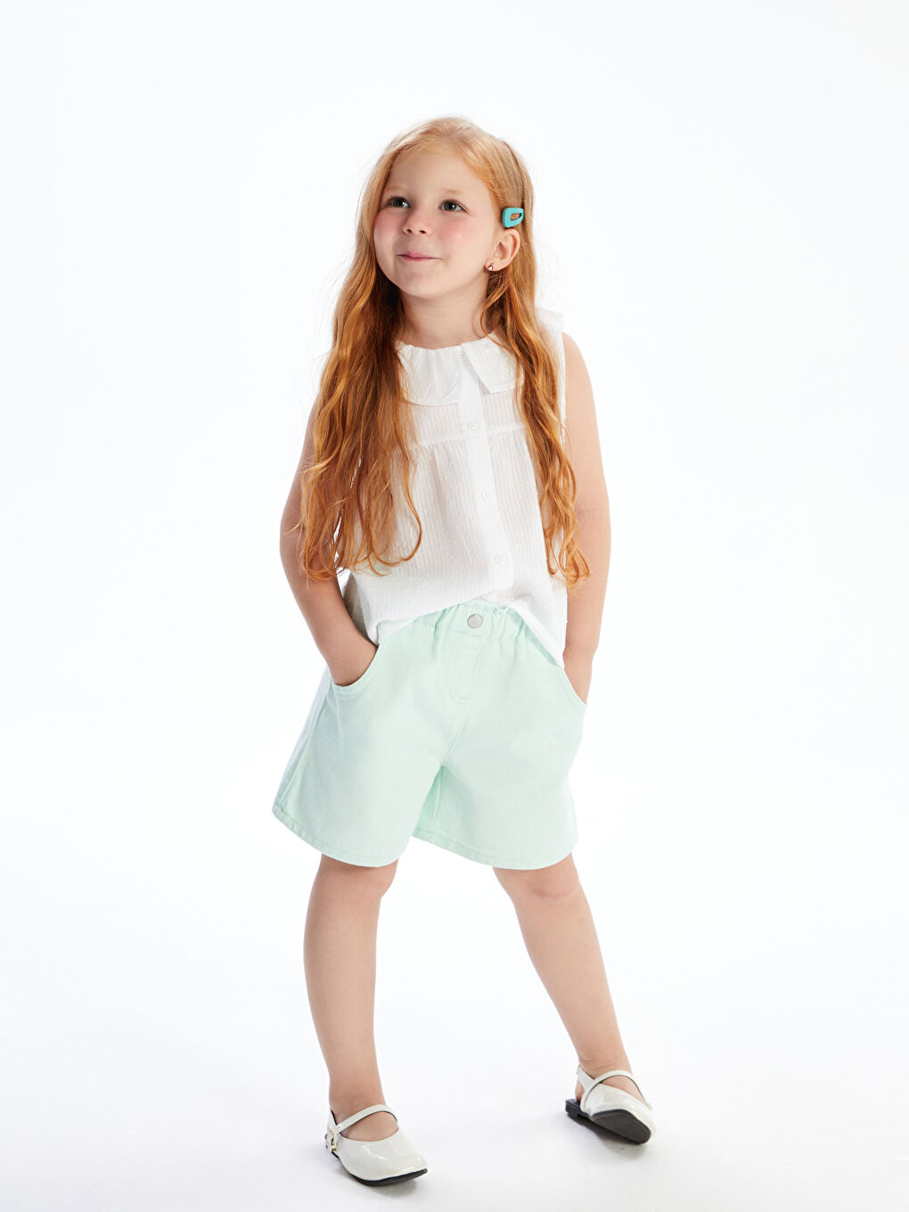 LCW Kids شۆرتی ئاسایی بۆ کچان بە کەمەری لاستیکی -S54366Z1-CSM