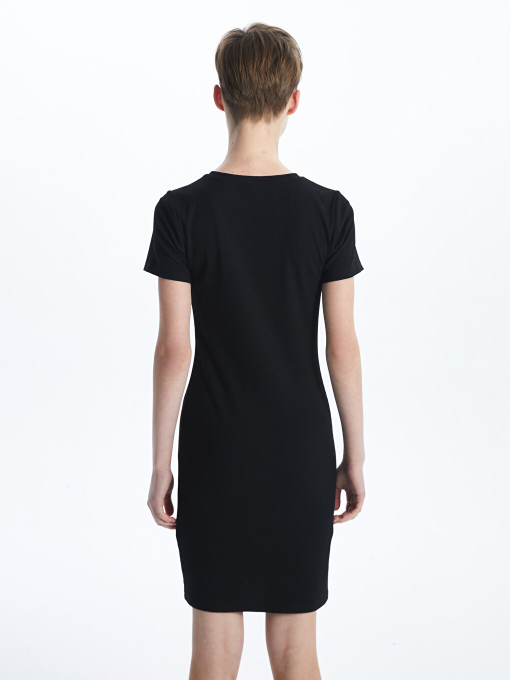 Crew Neck Textured Women's Dress -S54380Z8-CVL