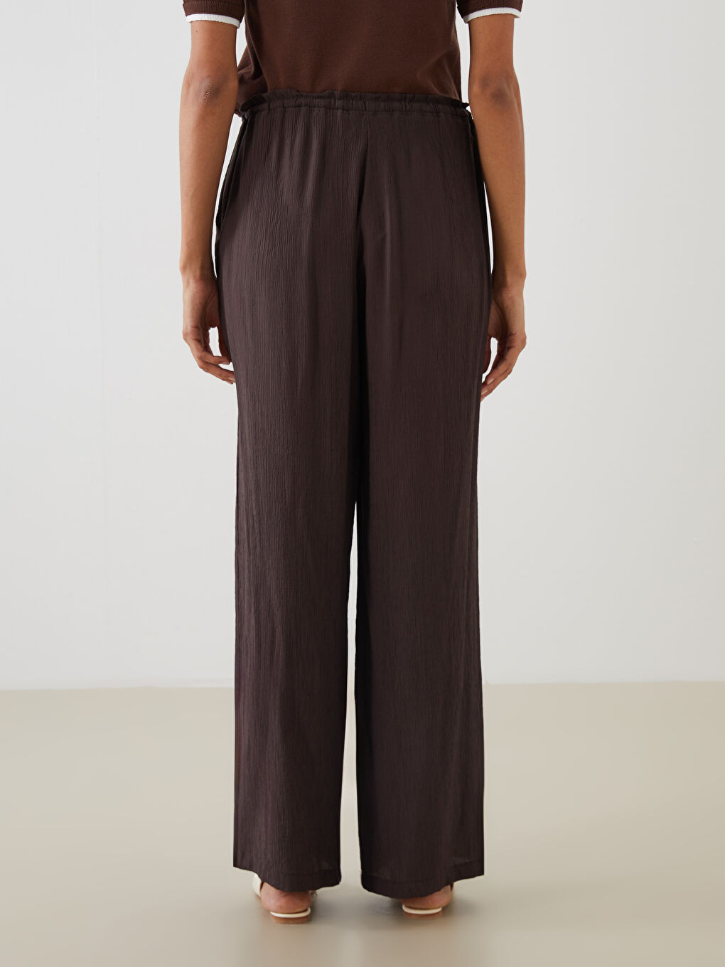 LCW Modest Elasticated Waist Textured Women's Trousers -S54390Z8-D6R